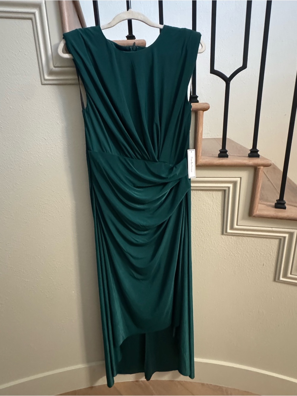 Premier Emerald Green Draped High-Low Women's Dress